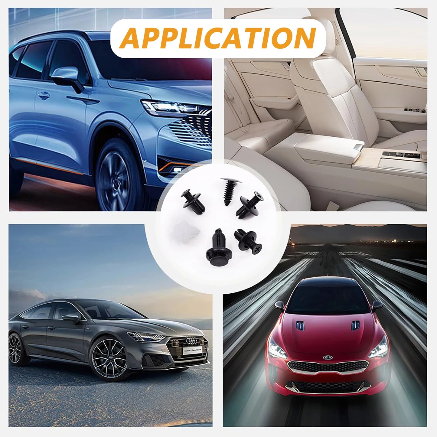 100pcs Auto Fastener Clip Kit Fender Rivet Clips Car Body Push Retainer Pin Rivet Bumper Door Trim Panel Retainer Car Clips