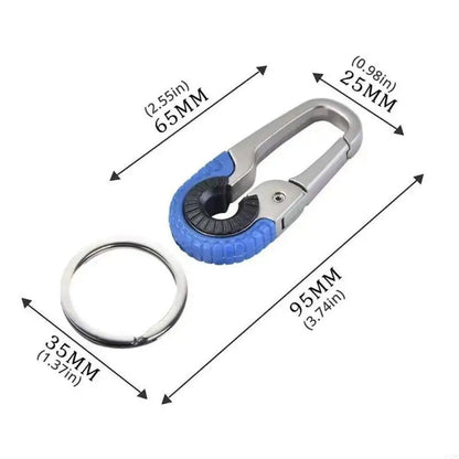 Men Keychain Hook Outdoor Carabiner Double Rings Keyring Making Accessories Alloy Texture for Climbing and Fishing