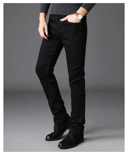 Men Classic Advanced Fashion Brand Jeans Jean Homme Man Soft Stretch Black Biker Masculino Denim Trousers Mens Pants Overalls
