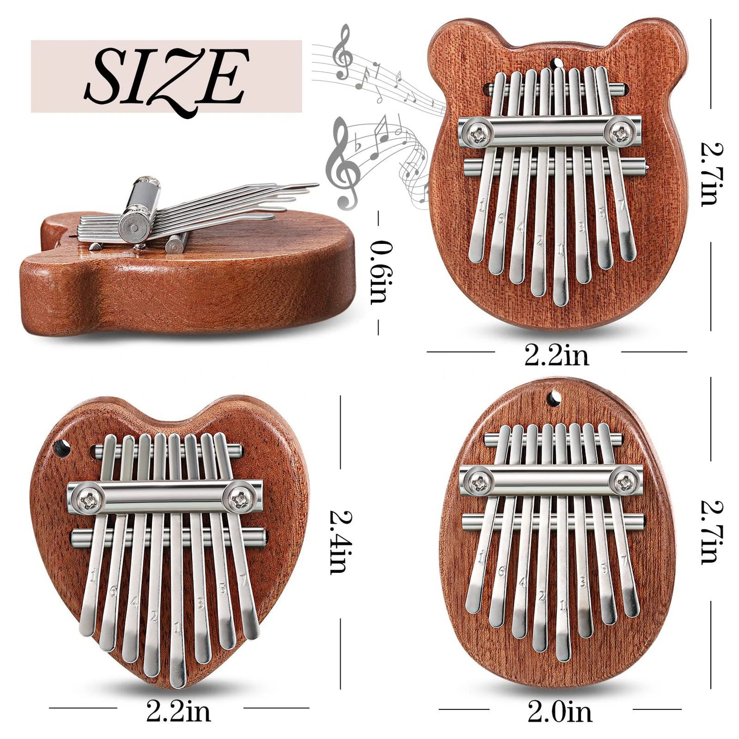 8 Keys Mini Kalimba Wooden Thumb Piano with Lanyard Finger Piano Musical Instrument Portable Exquisite Gift Set for Kids Adults