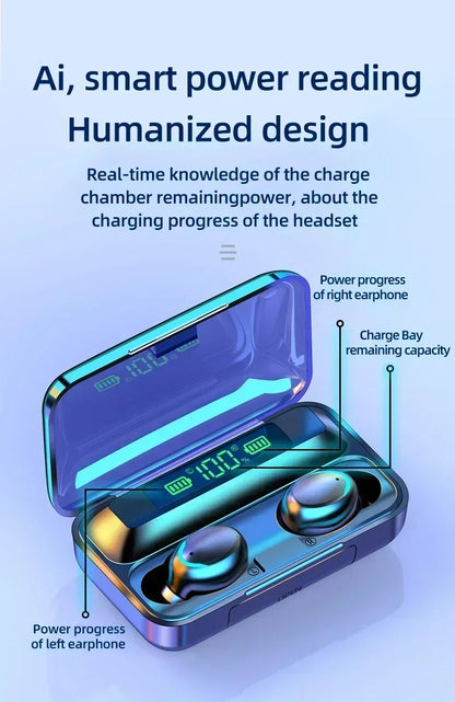 New Bluetooth Headphones 9D Stereo High Bass Sport Earphones Handfree Touch Control Tws Wireless Earbuds Waterproof Headset