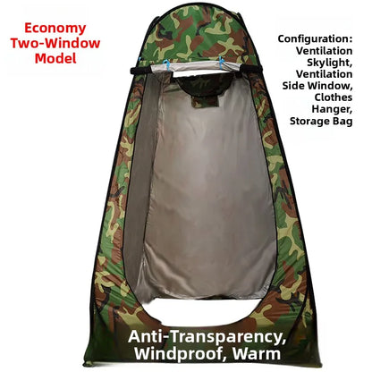 خيمة استحمام خارجية محمولة، خيمة طاقة سميكة، مرحاض متنقل، غرفة تغيير الملابس، عزل حراري، كاميرا، معدات سفر