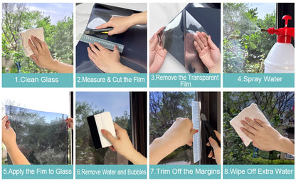 Window Privacy Film One Way Daytime Privacy Self-adhesive Vinyl Sun Blocking Anti UV Reflective Window Tint for Home and Office