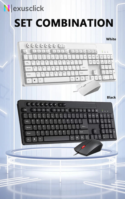 English Keyboard Mouse USB Wired Desktop Computer Keyboard Ergonomic Design Keyboard for Office Home PC Laptop Desktop