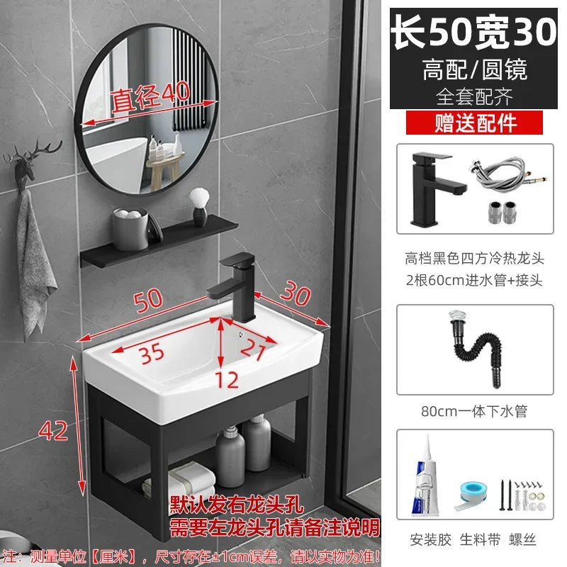 Bathroom Vanity with Sink Toilet Simple Small Apartment Household Wall-mounted Storage Balcony Washbasin Cabinet with Mirror