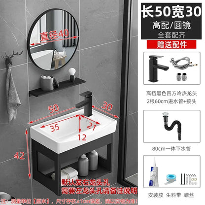 Bathroom Vanity with Sink Toilet Simple Small Apartment Household Wall-mounted Storage Balcony Washbasin Cabinet with Mirror