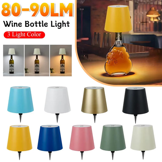 Wireless Wine Bottle LED Lamp – Type-C Rechargeable Touch Control Dimmable Light for Bar, Cafe & Night Ambience