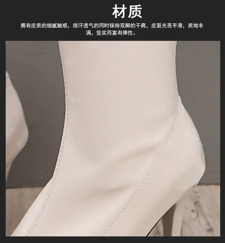 Women's Shoes 2024 High Quality Slip-on Women's Boots Fashion Pleated Office and Career Sexy Pointed Zapatos