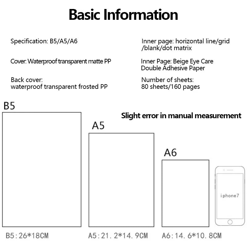 A5/B5 Notebook Spiral book coil Planner Lined Blank Grid Paper Journal Diary Sketchbook For School Supplies Stationery Office