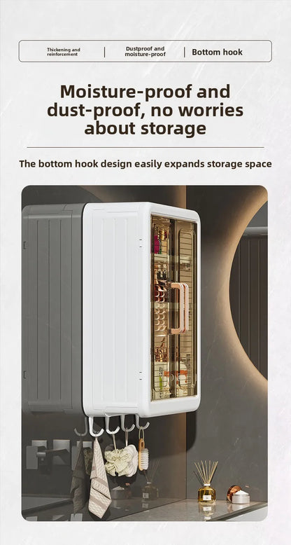 Bathroom Wall Cabinet - No-Drill Magnetic Door Storage Shelf with Dustproof Design, Hanging Organizer for Shower & Toiletries