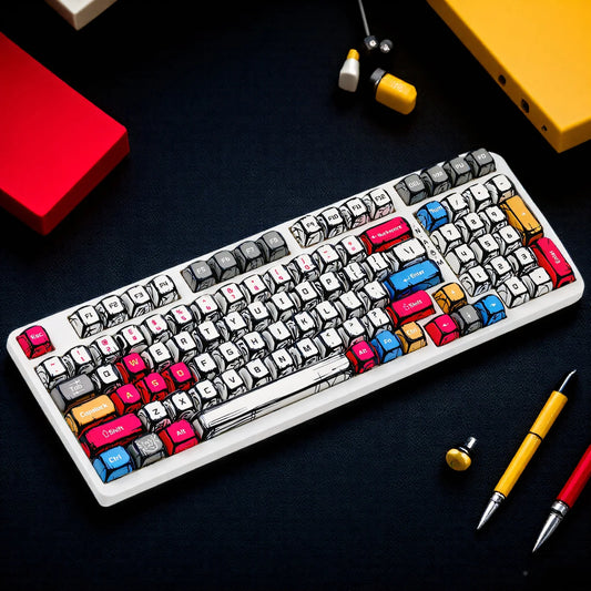 Comic-style mechanical keycaps