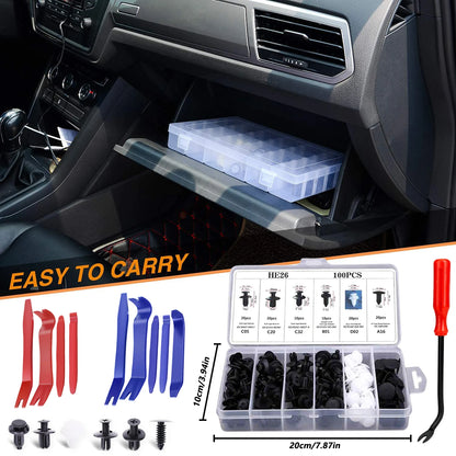 100pcs Auto Fastener Clip Kit Fender Rivet Clips Car Body Push Retainer Pin Rivet Bumper Door Trim Panel Retainer Car Clips
