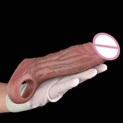 SXXY Silicone Penis Sleeve For Cock Enlargement Lengthen Men Reusable Condom Penis Ring Delayed Ejaculation