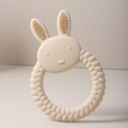 Cute Baby Rabbit Baby Toy Food Grade Safe Silicone Toothbrush bunny Teether Toy Teething Set