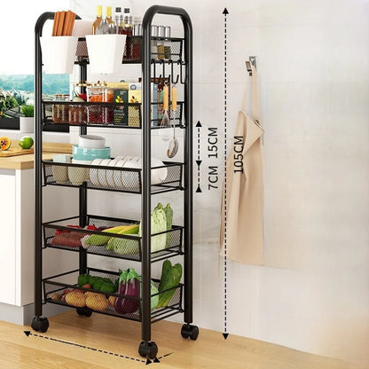 Kitchen Storage Ra Doorstep Drop off Mobile Cart Standalone Floor-Mounted Multi-Functional Organizer for Cooking Utensils