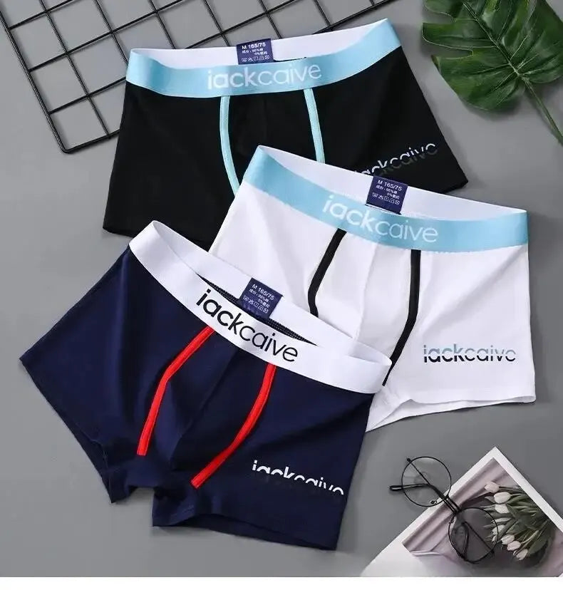 3Pcs Male Panties Cotton Men's Underwear Boxers Breathable Man Boxer Printed Underpants Comfortable Shorts Men Underwear M-3XL