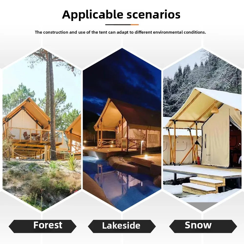 Outdoor Camping Tents, Hotel Camping Bases, Large Wooden House Accommodation, Suitable for Camping, Customizable Large Capacity