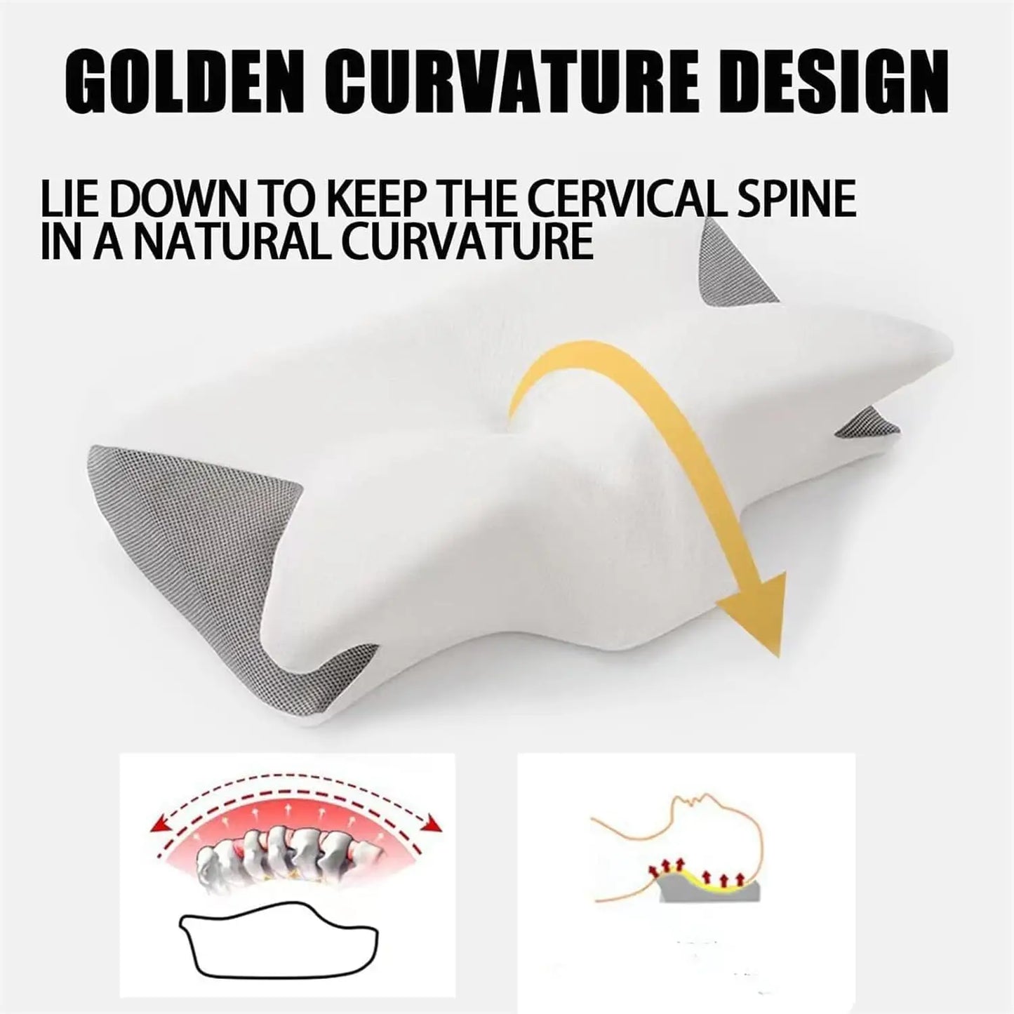 Releep Cervical Neck Pillow Neck Pain Relief Adjustable Contour Pillow for Sleeping Ergonomic Memory Foam Pillow Side Sleeper