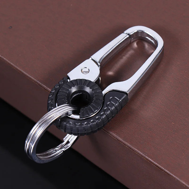 Men's Stainless Steel Keychain Hook Outdoor Carabiner Double Ring Climbing Tool Fishing Key Ring Car Accessories Durable Stylish