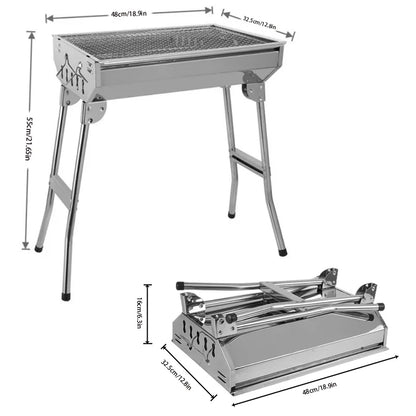 شواية من الفولاذ المقاوم للصدأ، شواية منزلية قابلة للطي، شواية محمولة، للاستخدام الخارجي! أحضر معك شواية إلى عالم التخييم.