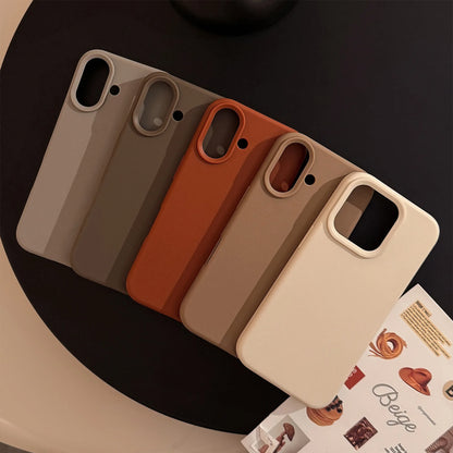 Minimalist Brown Gray Cream White Phone Cases for iPhone 16 Plus Pro Max 15 14 13 12 11 Winter Style Protective Phone Covers