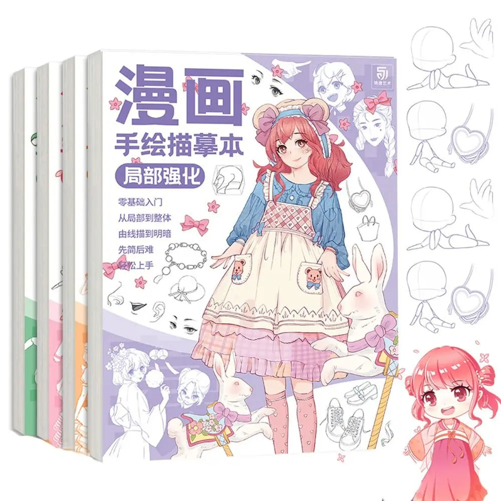 Comics Girl Boy Comics Hand Drawn Tutorial Book Novice Zero Basic Learning Line Draft Practice Book Studying Art Tracing Sketch