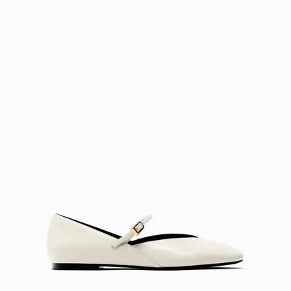 أحذية نسائية ربيعية مصممة باللونين الأحمر والأبيض والأسود للنساء أحذية باليه كاجوال بمقدمة مستديرة أحذية مسطحة من الجلد اللامع للمكتب للنساء