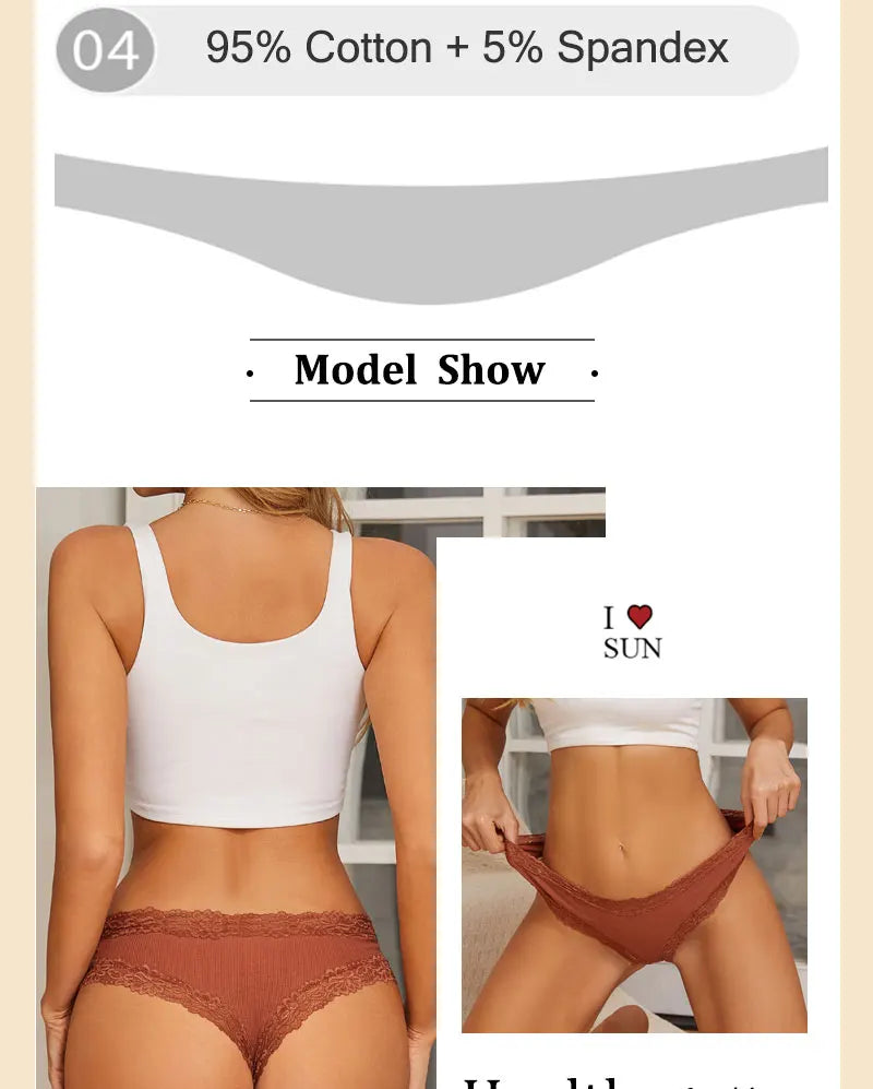 3PCS/Set Women Sexy Lace Panties Cotton Seamless Brazilian Panties Female Sexy Low Rise Soft Underwear G-String Lingerie S-XL