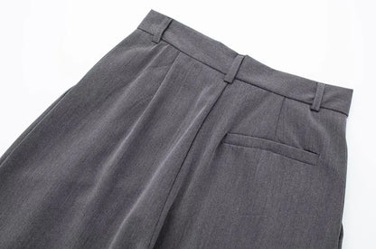 Women Fashion With Darts Front Pockets Wide Leg Pants Vintage High Waist Zipper Fly Female Trousers Mujer