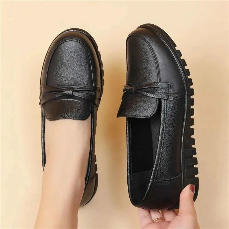 Women Shoes Low Top Round Toe Loafers Waterproof Moccasin Solid Color Versatile Casual Flat Shoes for Women
