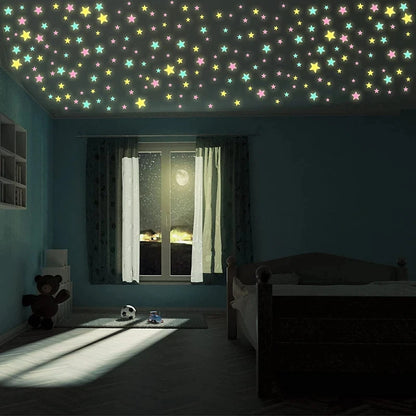 Glow in The Dark Stars Stickers - Self Adhesive Wall Decals for Kids Room Decor, DIY Night Sky Ceiling, Luminous Party Supplies