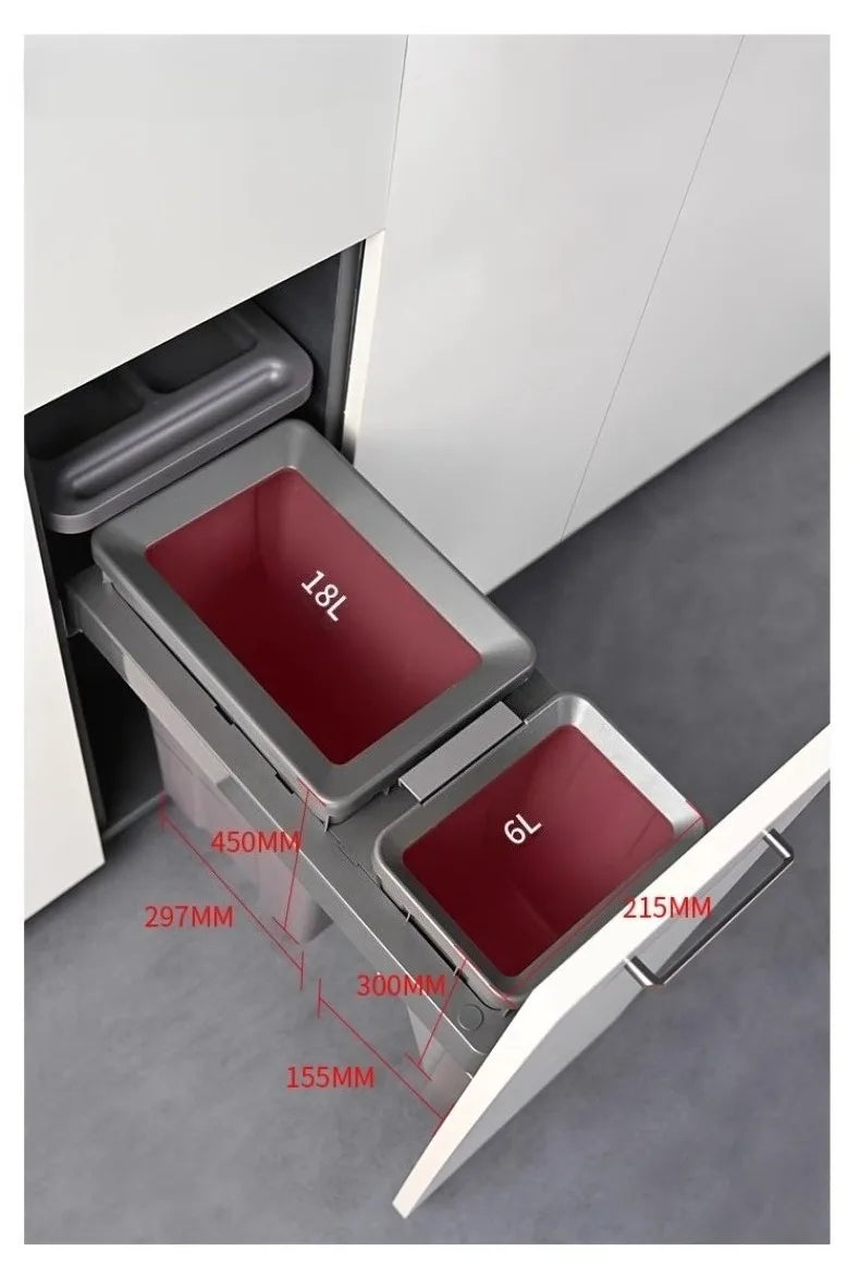 Kitchen Cabinet Embedded Trash Can Large Capacity Hidden Trash Can Classified Garbage Bin with Lid Kitchens Food Waste Disposal