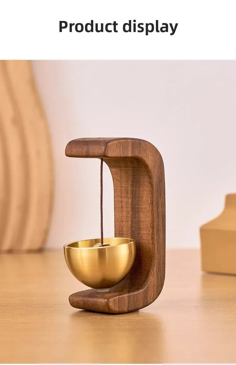 Dopamine Wind Chime Magnetic Indoor Wind Chime, Oak Material Doorbell Copper Bell, Walnut Copper Trim Home Wind Chime Doorbell