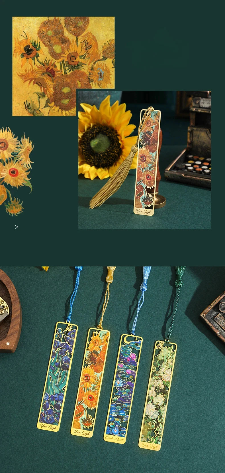 1 Pc Metal Sunflower Hollow Bookmark Chinese Style Creative Painted Book Holder Tassel Pendant Kids Stationery School Supplies