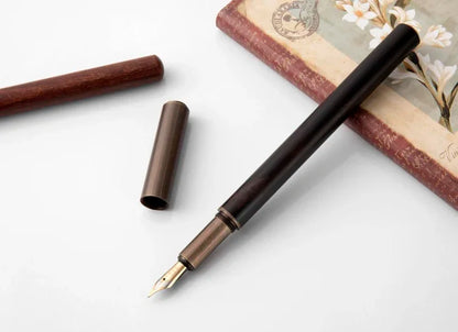 Luxury Retro Wood Bronze Fountain Pen Office Business Writing Art Calligraphy Ink Pens 0.5mm School Student Stationery Gifts