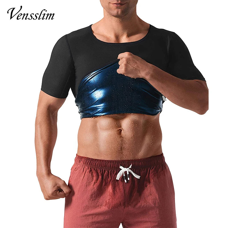 Vensslim Men’s Sauna Suit Sweat Heat Trapping Workout Fat Burner Vest Slimming Body Shaper Tank Top Waist Trainer Fitness Corset