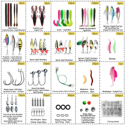 Fishing 83/133/193/239/409pcs Fishing Lure Kit For Trout/Pike/Bass Multi-Lure Fishing Set Layered Tackle Pro Gear Tackle Box