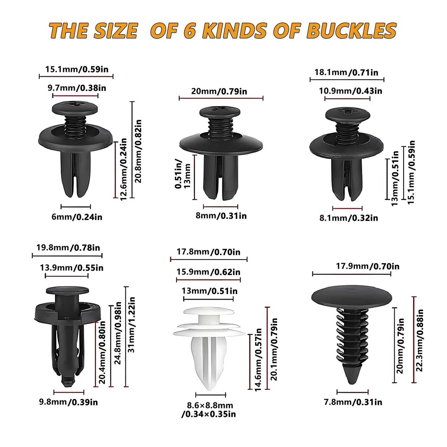 100pcs Auto Fastener Clip Kit Fender Rivet Clips Car Body Push Retainer Pin Rivet Bumper Door Trim Panel Retainer Car Clips