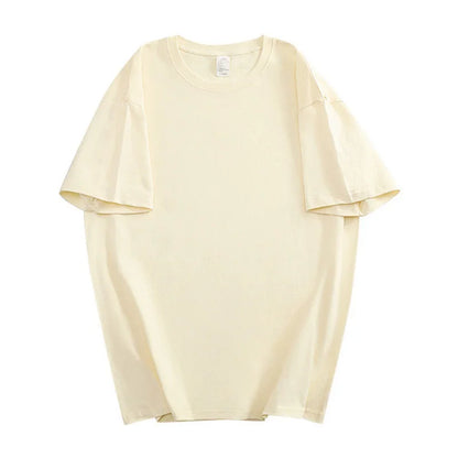 100% Cotton Men's Women Summer T-shirt Loose Short-sleeved Casual Basic T-Shirt Round Neck Solid Color Breathable Unisex Tops