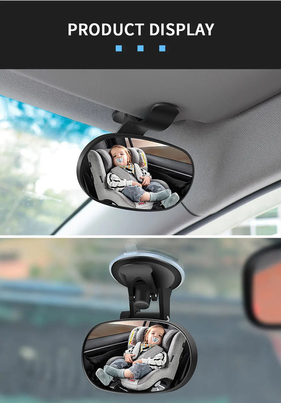 Interior Car Baby Mirror Rear Seat Baby Kids Monitor Mirrors For Safety Auto Windshield Suction Cup Sun Visor Plate Clip Mirror