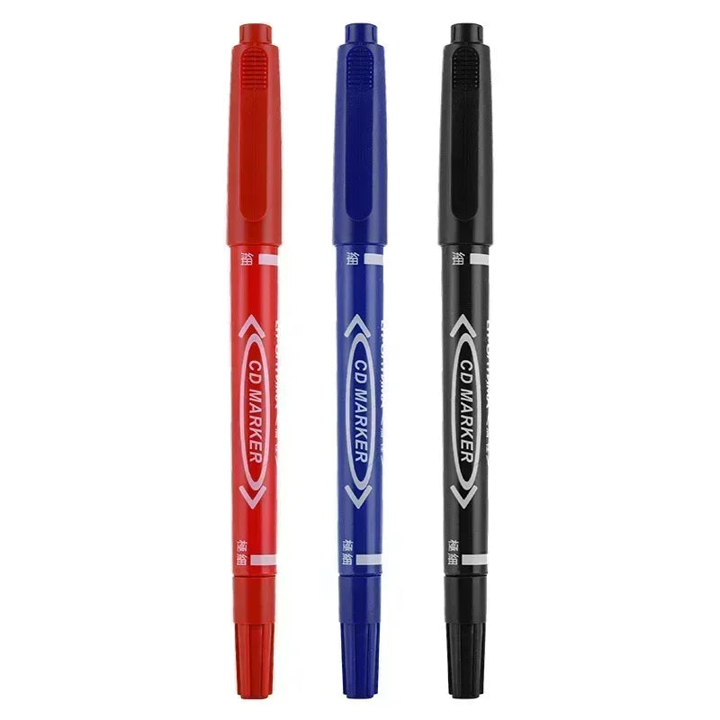 5/10PCs Permanent Marker Black/Blue/Red Oil Marker Pen Twin Tip Fine Nid Marker Ink Stationery Items School & Office Supplies