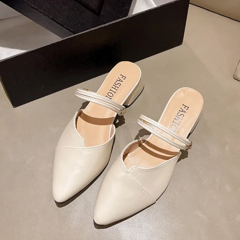 Shoes for Women Hot Sale Women's Slippers Fashion Mature Casual Slippers Pointed Toe Solid Shoes Female