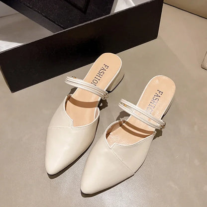 Shoes for Women Hot Sale Women's Slippers Fashion Mature Casual Slippers Pointed Toe Solid Shoes Female