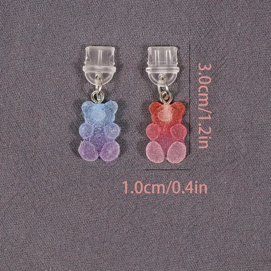 Mobile Phone Dust Plug Cute Cartoon Matte Bear Phone Pendant Decorative Accessories Red Blue Gradient Mobilephone Dust Plug