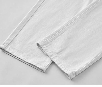 Men White Jeans Elasticity Straight Slim Fit Casual Soft Business Classic Brand Trousers Fashion Advanced Stretch Denim Pants