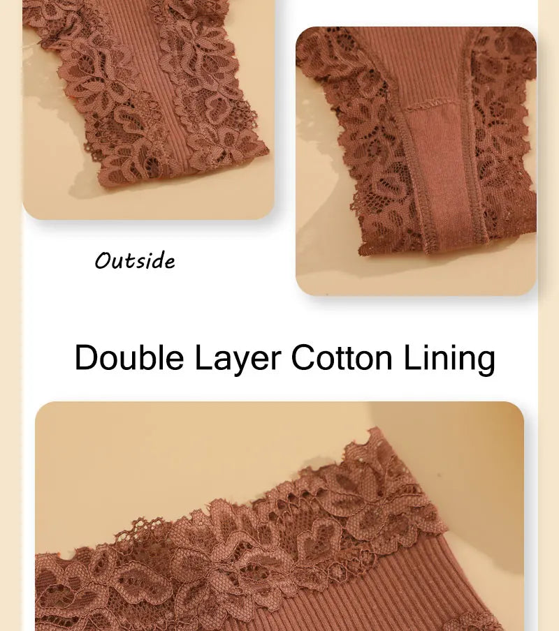 3PCS/Set Women Sexy Lace Panties Cotton Seamless Brazilian Panties Female Sexy Low Rise Soft Underwear G-String Lingerie S-XL