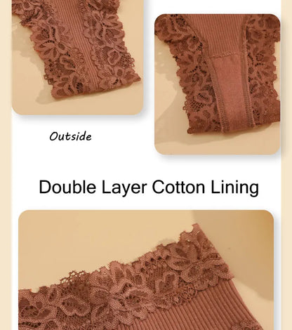 3PCS/Set Women Sexy Lace Panties Cotton Seamless Brazilian Panties Female Sexy Low Rise Soft Underwear G-String Lingerie S-XL