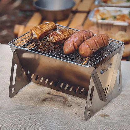 [Hot Sales] Barbecue Grill Heating Stores Multi-Function Camping BBQ Grill Rack Net Firewood Stove Stainless Steel BBQ Grill