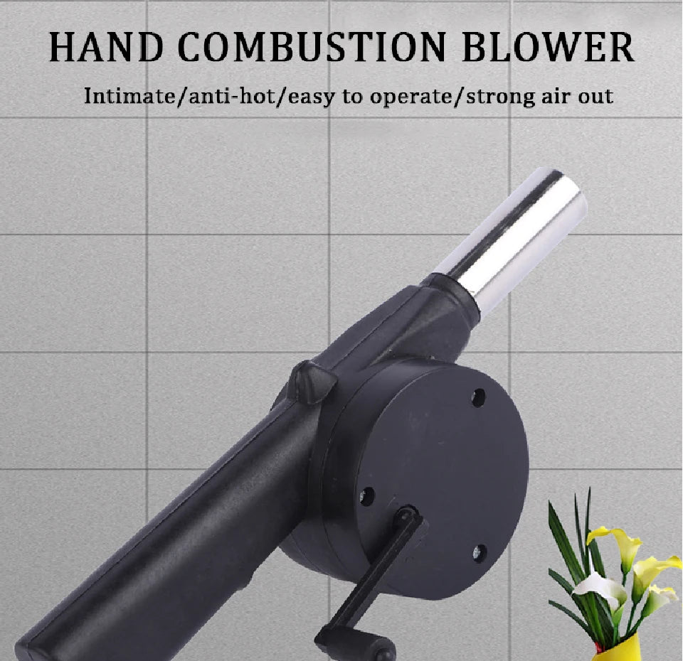 Outdoor Barbecue Fan Hand-cranked Air Blower Portable BBQ Grill Fire Bellows Tools Picnic Camping Accessories Barbeque