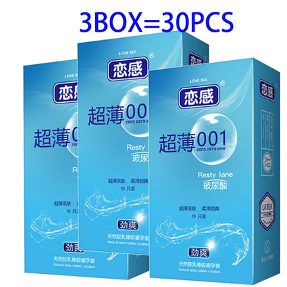 30pcs Ultra Thin Condoms For Men Delay Ejaculation Intimate Condone Hyaluronic Acid 0.01 Slim condom Natural Latex Penis Sleeve